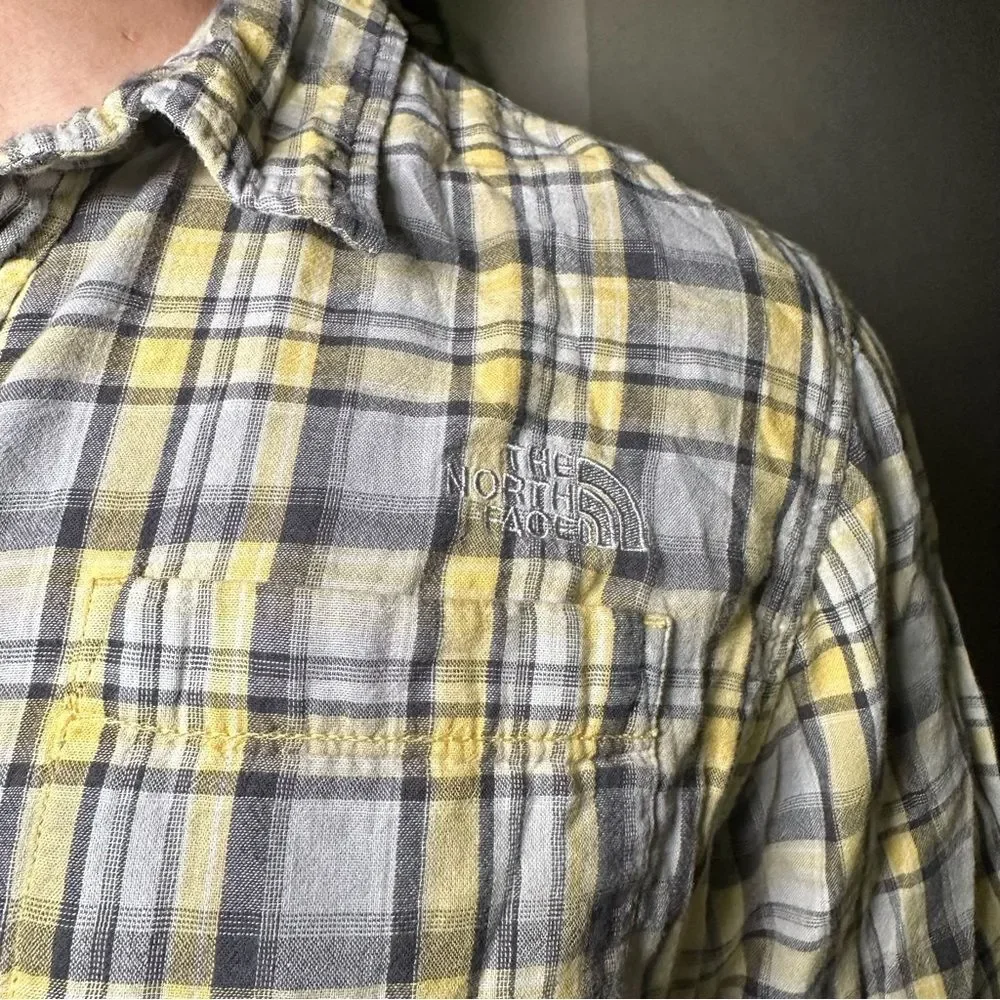 The North Face Men’s Yellow and Gray Casual Button Down Shirt